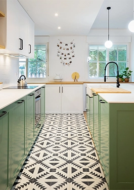 dark-grey-white-geometric-cement-tiles-kitchen-floor